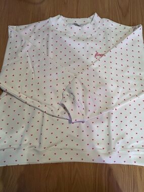 Shop Fancy Valentine’s Oversized French Terry Mockneck - Fuchsia Hearts L/XL NWT